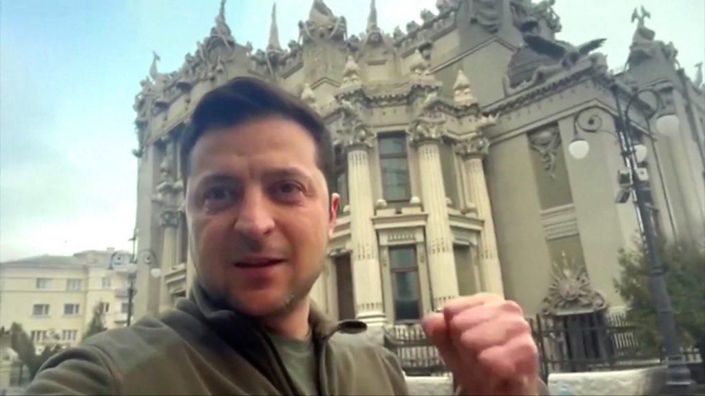 Zelensky filming himself speaking in from of Parliament