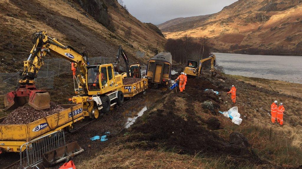 Work at site of landslip