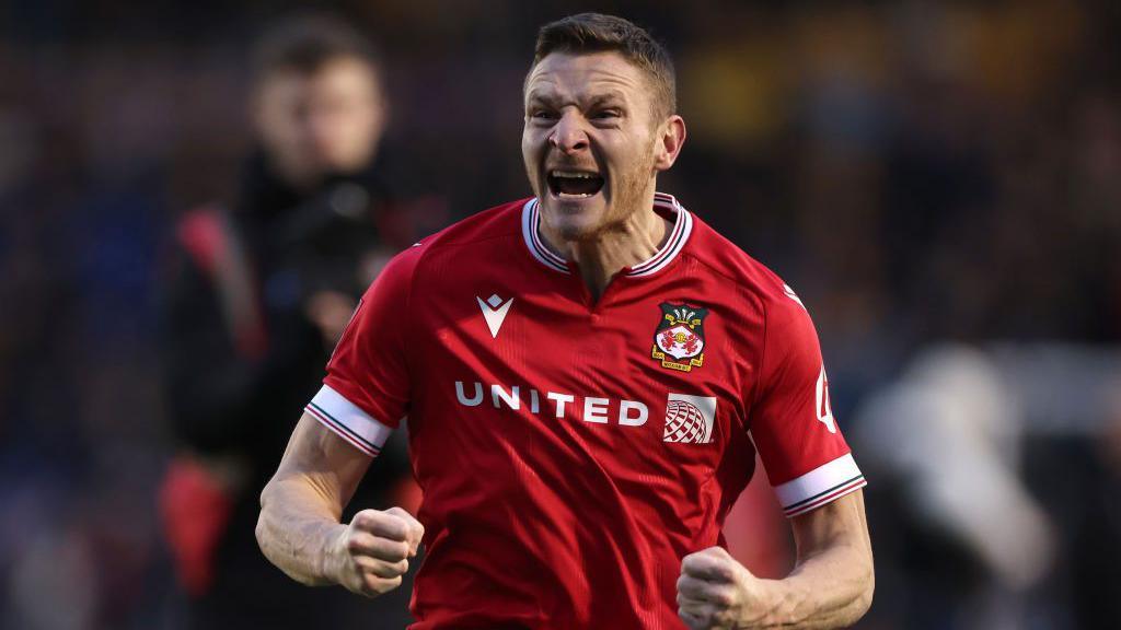 Wrexham's Paul Mullin celebrates 