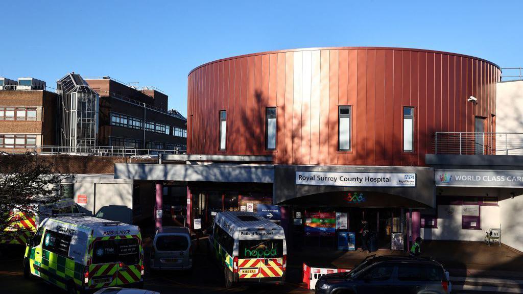 The entrance to Royal Surrey County Hospital in Guildford