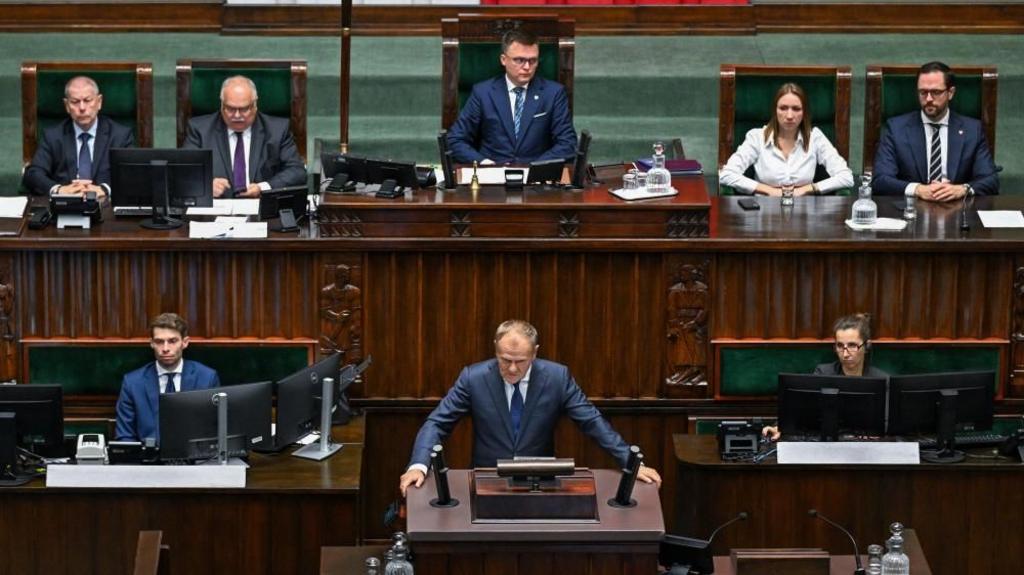 Donald Tusk speaks in parliament