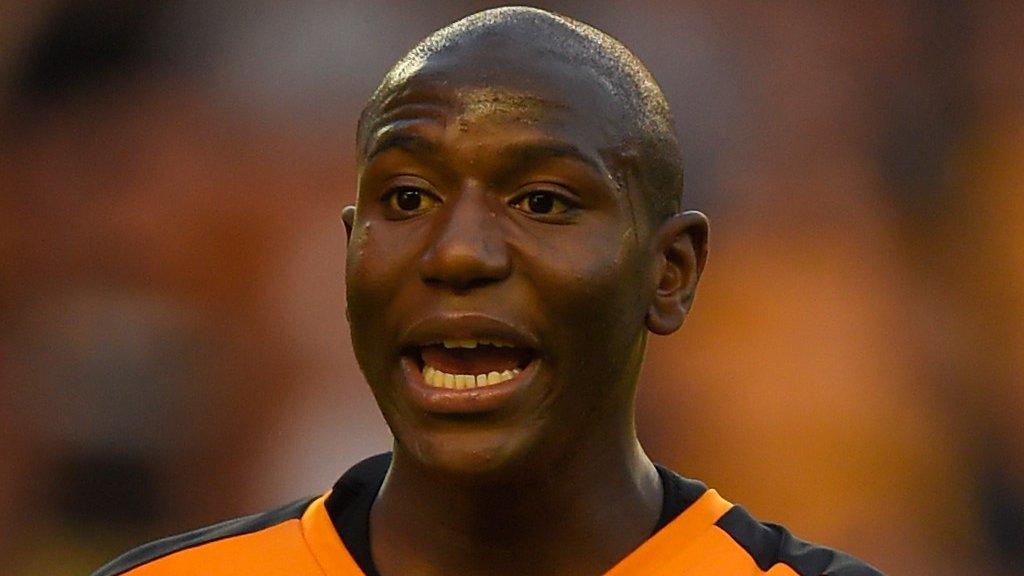 Benik Afobe in action for Wolves against Newport in August 2015