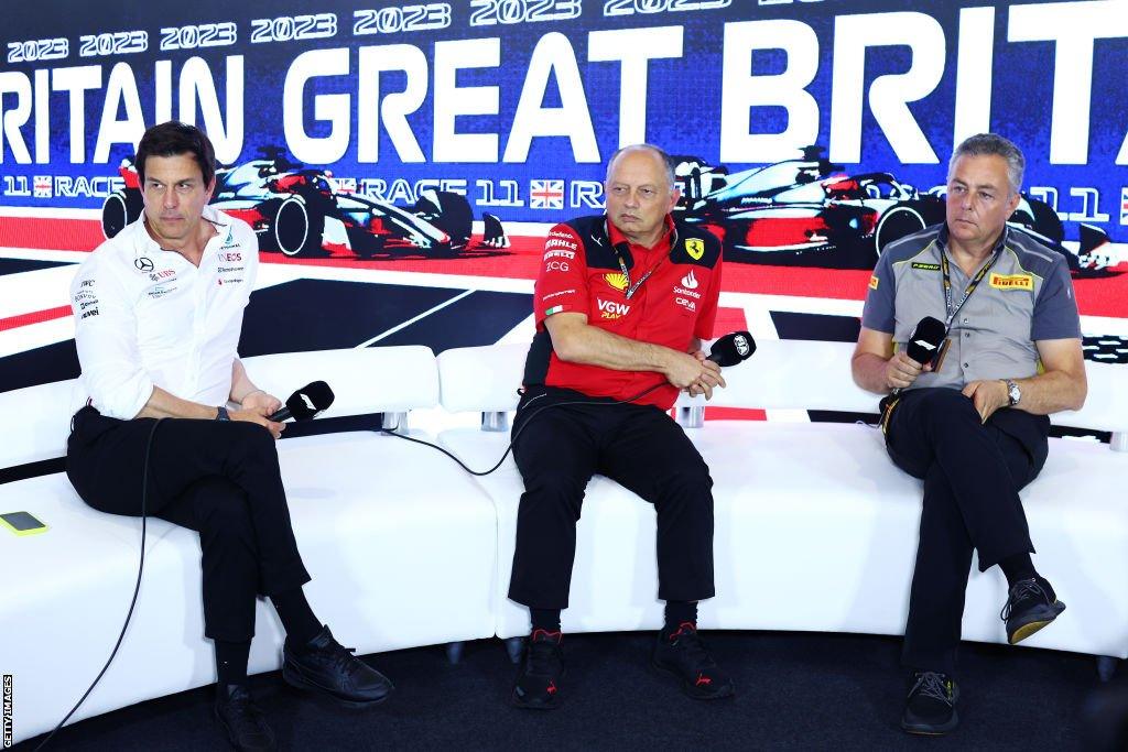 Toto Wolff, Frederic Vasseur and Mario Isola