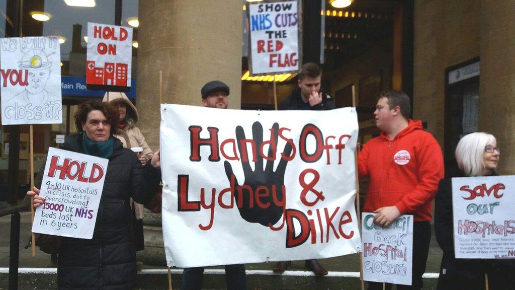 Protestors in Cinderford