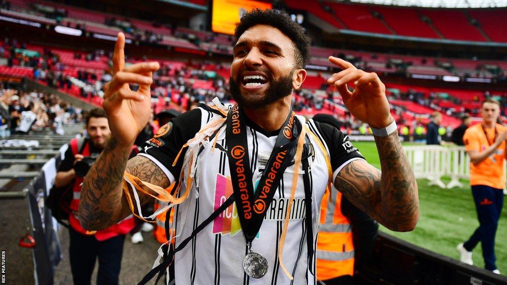 Tobi Adebayo-Rowling celebrates Notts County's promotion