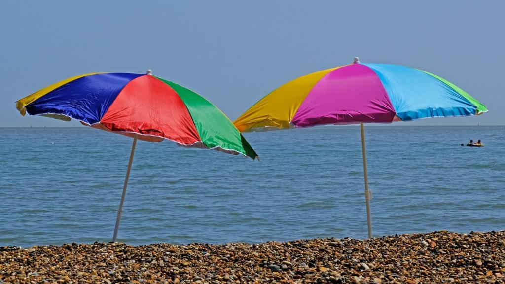 Beach umbrellas at Felixstowe