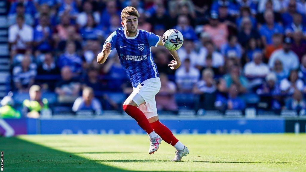 Portsmouth defender Zak Swanson in action during a League One match