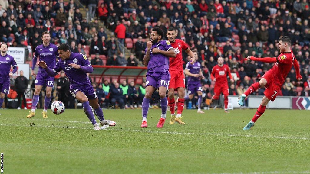 Paul Smyth goes close for Leyton Orient against Stevenage