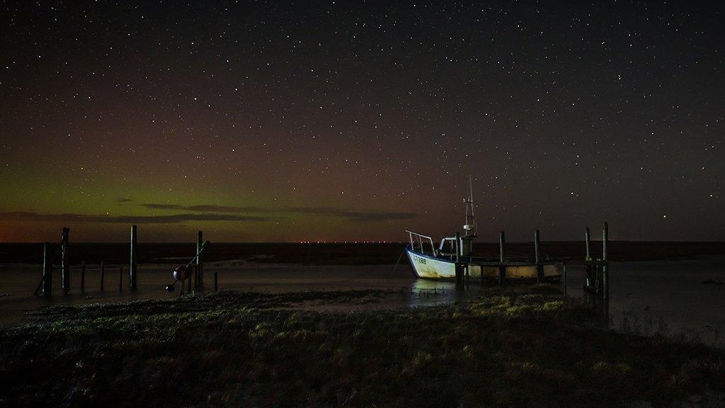 Northern lights at Thornham in Norfolk