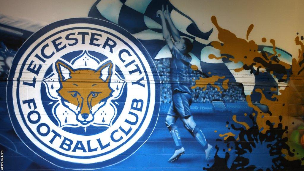 A mural that includes Leicester City's crest