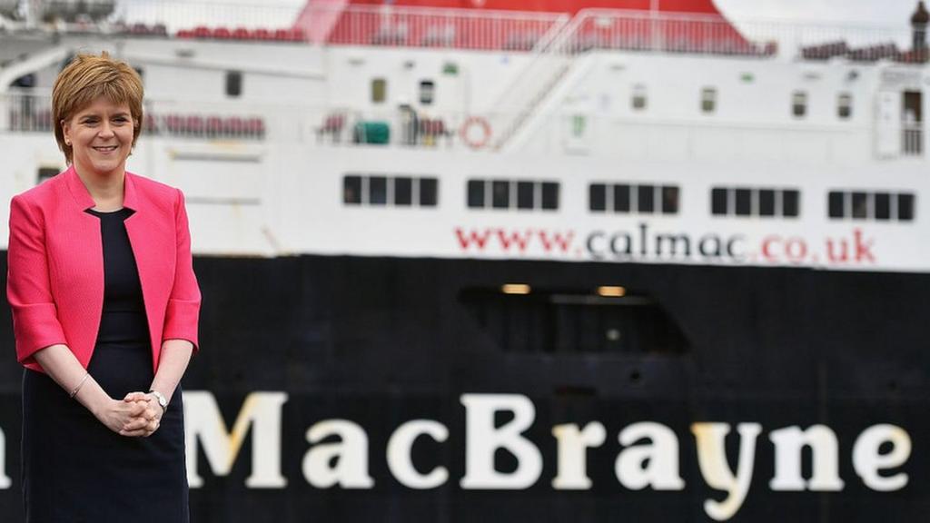 nicola sturgeon with CalMac ferry