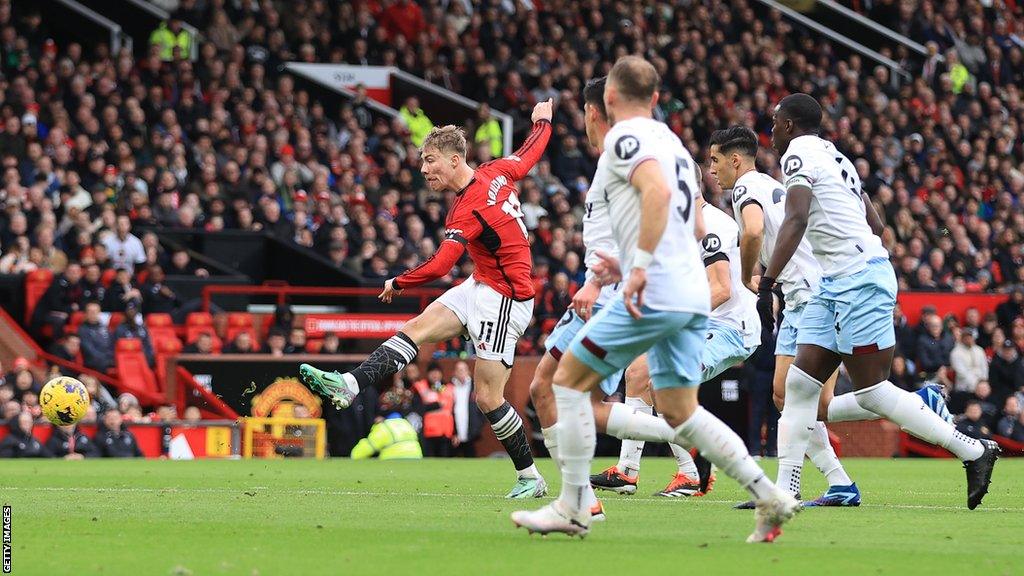 Rasmus Hojlund has scored five goals in his past six games for Manchester United, as many as he had netted in his opening 22 matches for the club