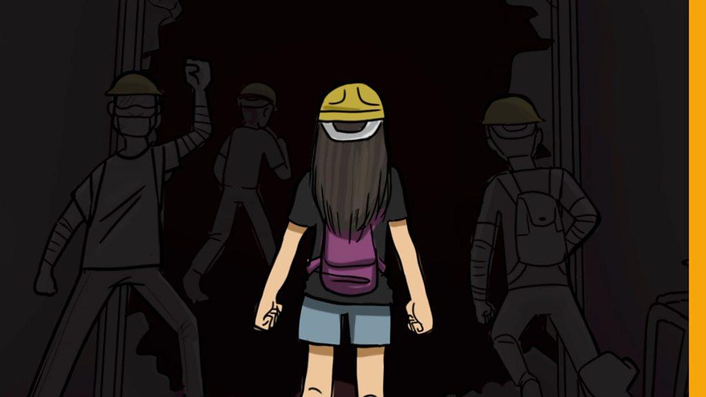 Animation of a girl protester