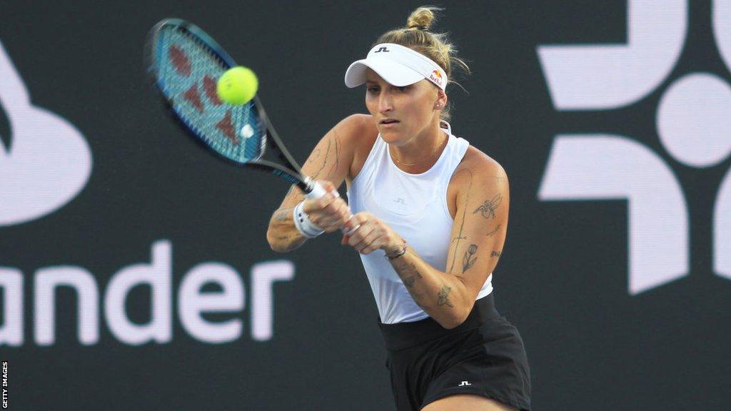 Marketa Vondrousova plays at the WTA Finals in Cancun