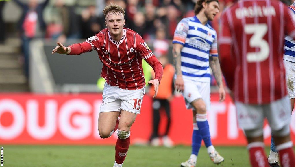 Tommy Conway celebrates his goal against Reading