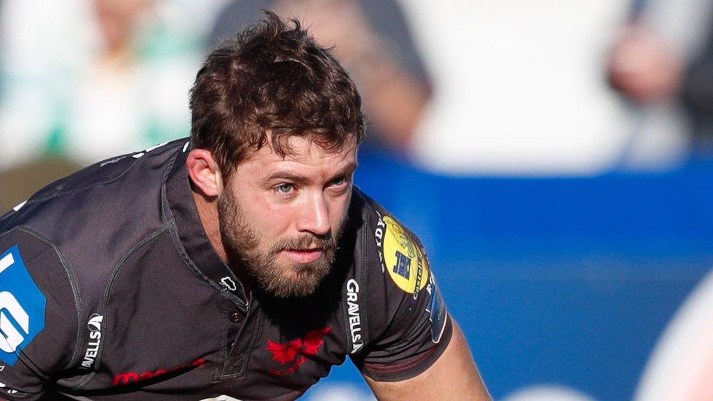 Leigh Halfpenny lines up a kick at goal for Scarlets