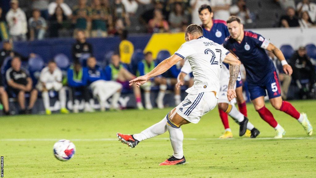 Billy Sharp taking a penalty for LA Galaxy