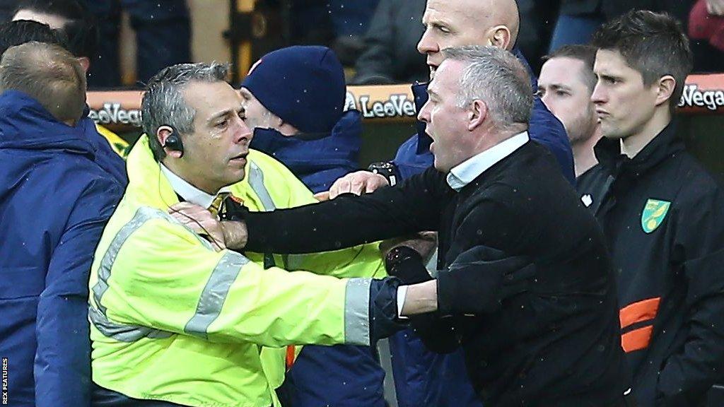 Ipswich manager Paul Lambert was sent off the last time they met Norwich in an East Anglian derby fixture