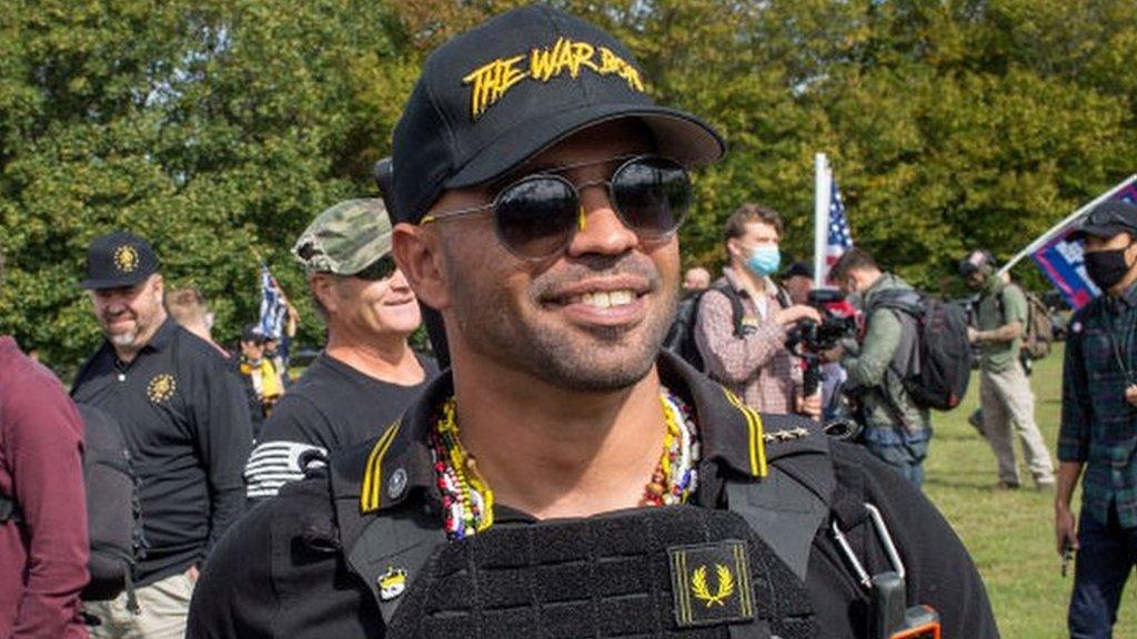 Enrique Tarrio attends a Proud Boys rally in Portland, Oregon, on 26 September 2020