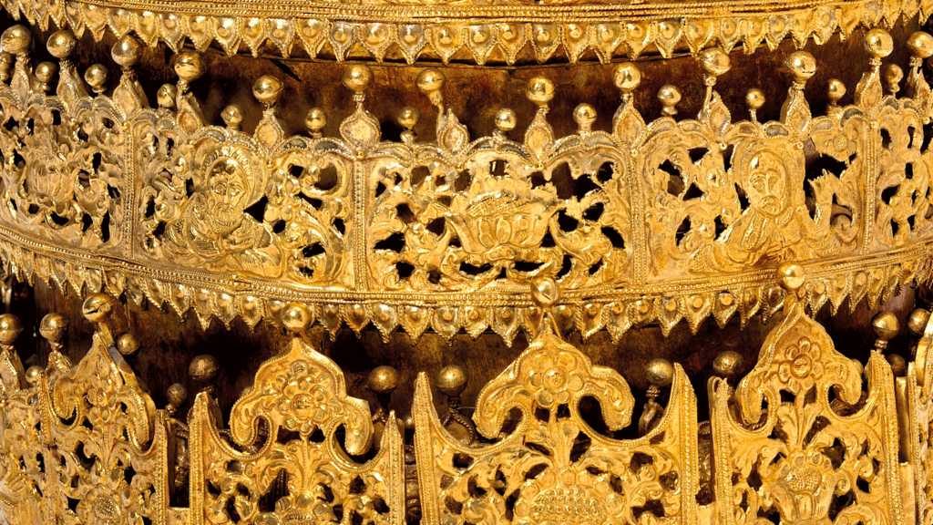 Close up of an Ethiopian crown that is going on display at the Victoria and Albert Museum in London