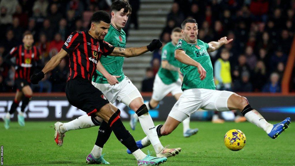 Dominic Solanke scores against Newcastle