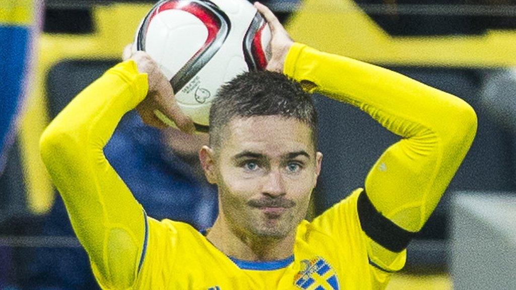 Celtic's Mikael Lustig in action for Sweden