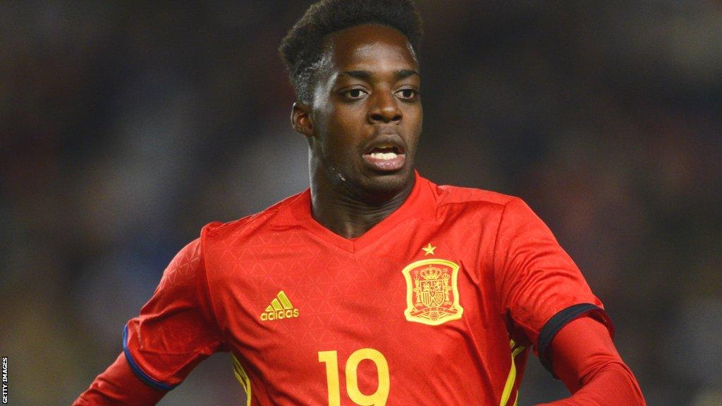 Inaki Williams in action for Spain Under-21s