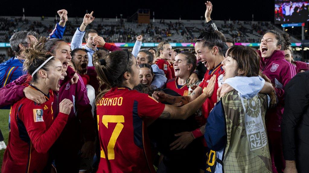 Spain players celebrate