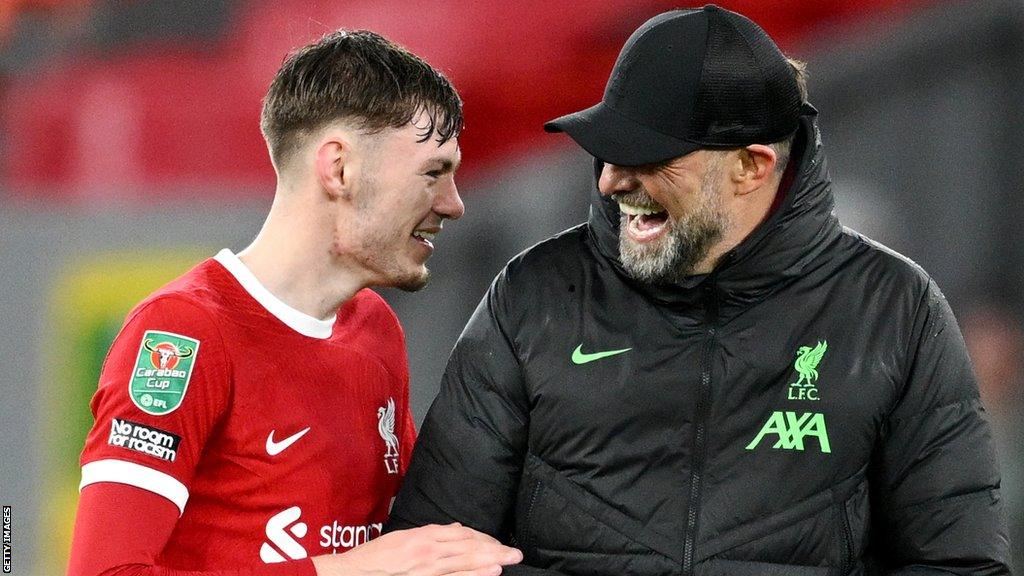 Conor Bradley and Jurgen Klopp