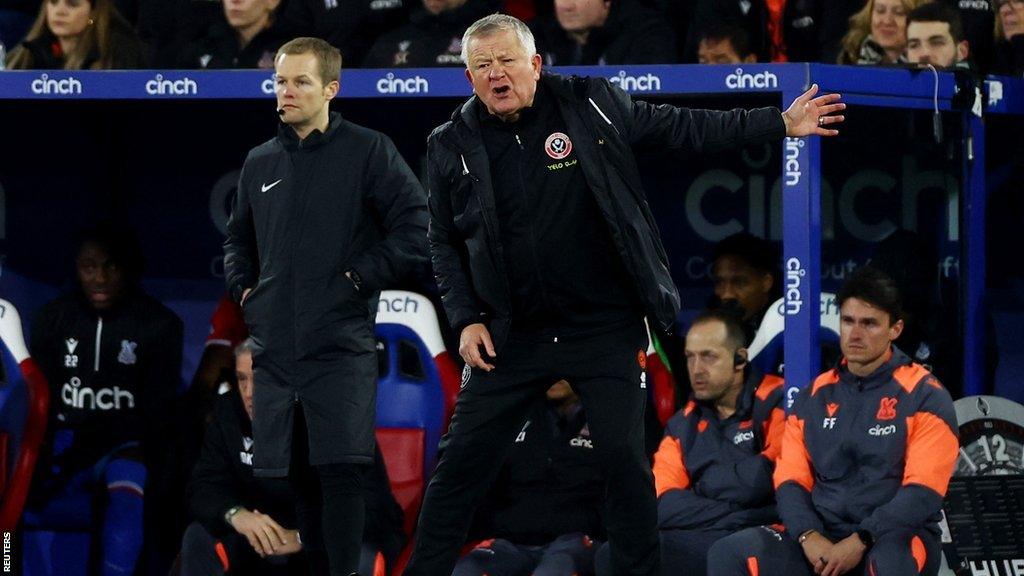 Chris Wilder on the touchline at Selhurst Park