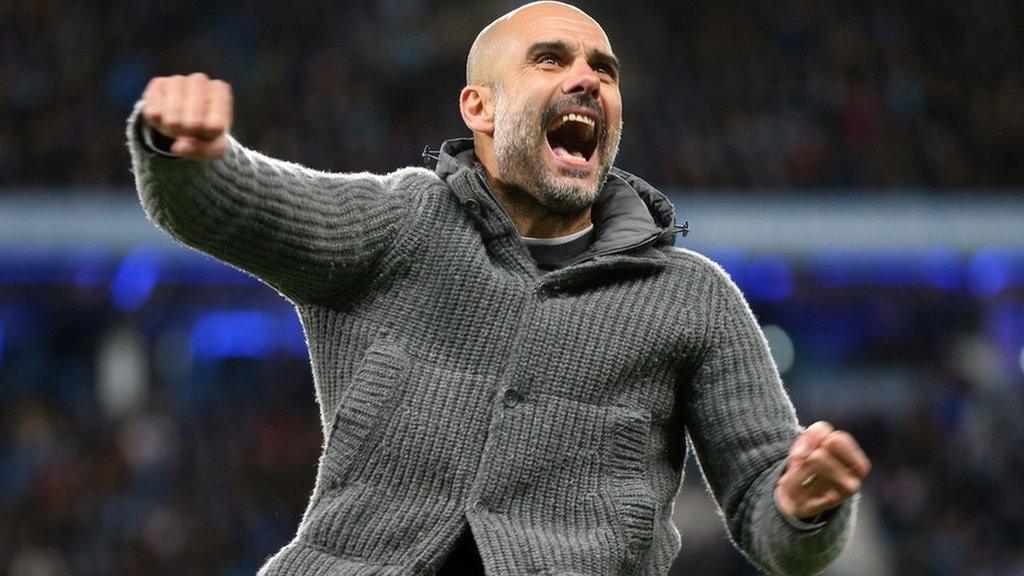 Pep Guardiola wearing his grey cardigan