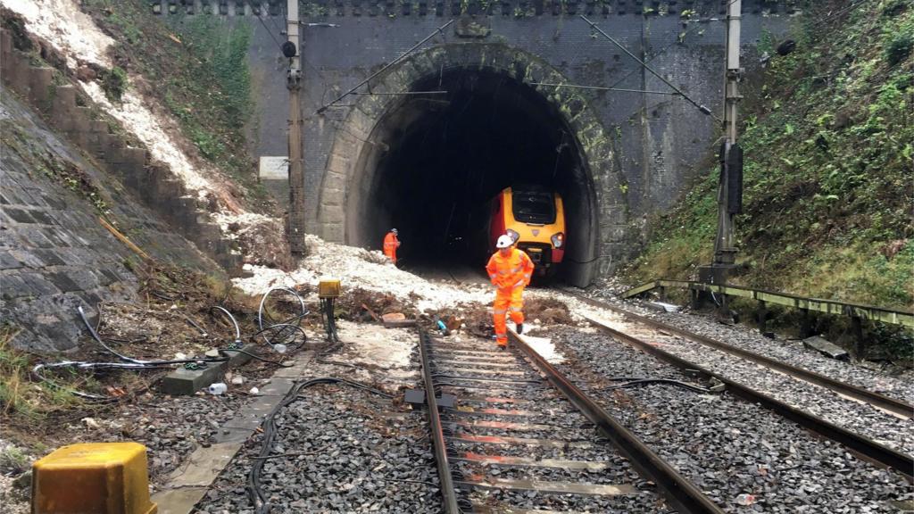 Landslip on trainline at Watford