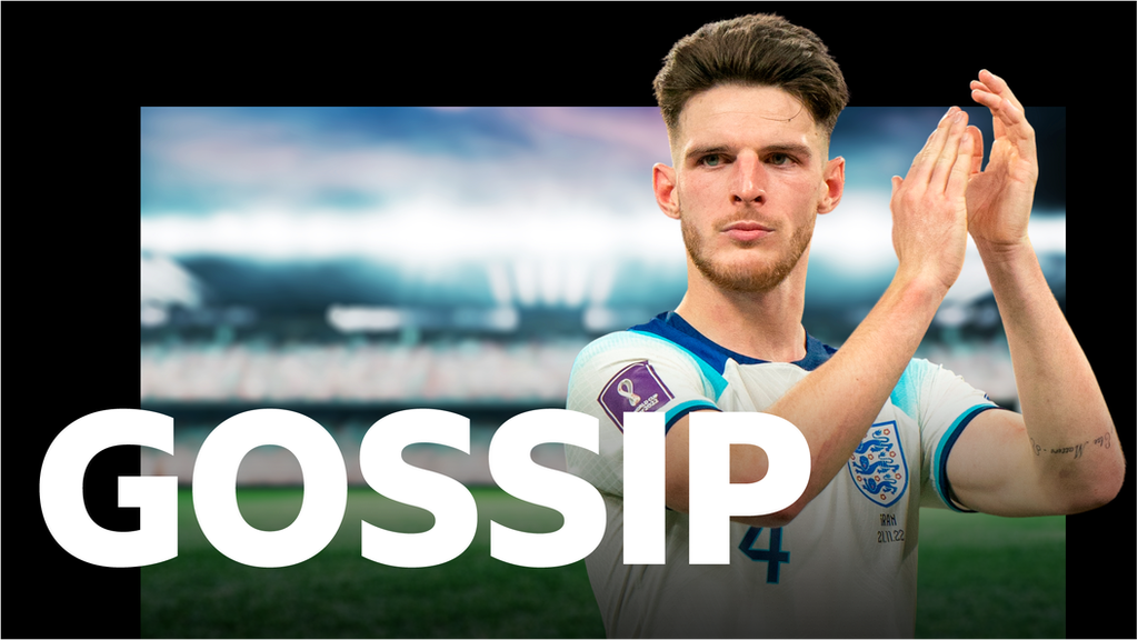 Declan Rice and the BBC Gossip logo