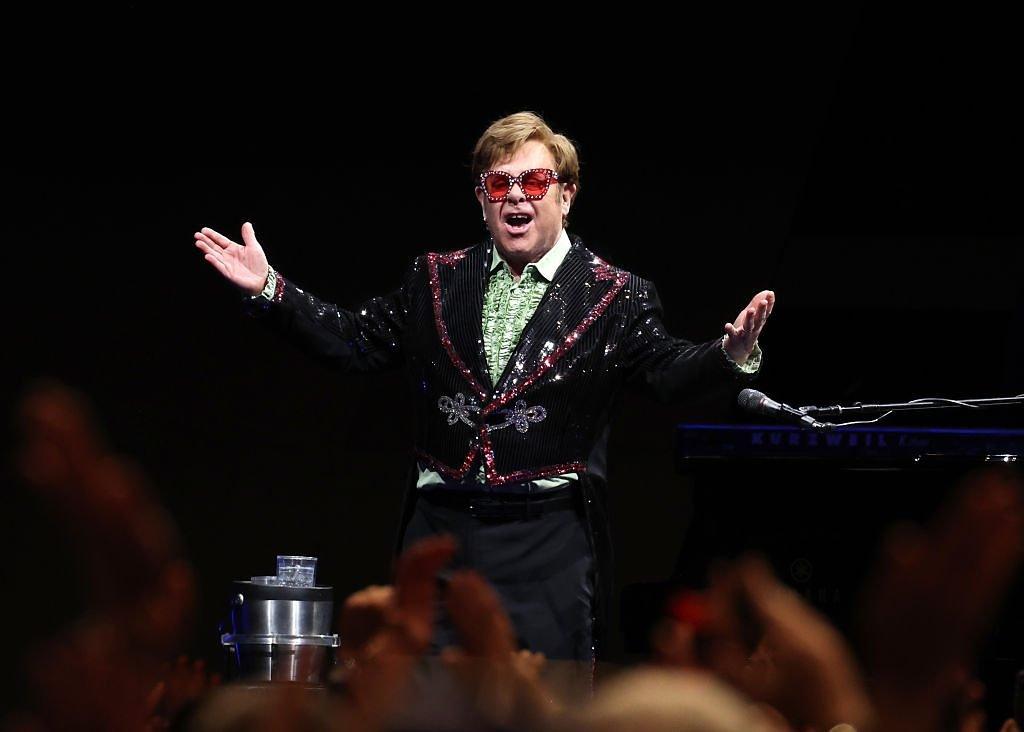 Elton John on stage at the O2 as part of his Goodbye Yellow Brick Road tour