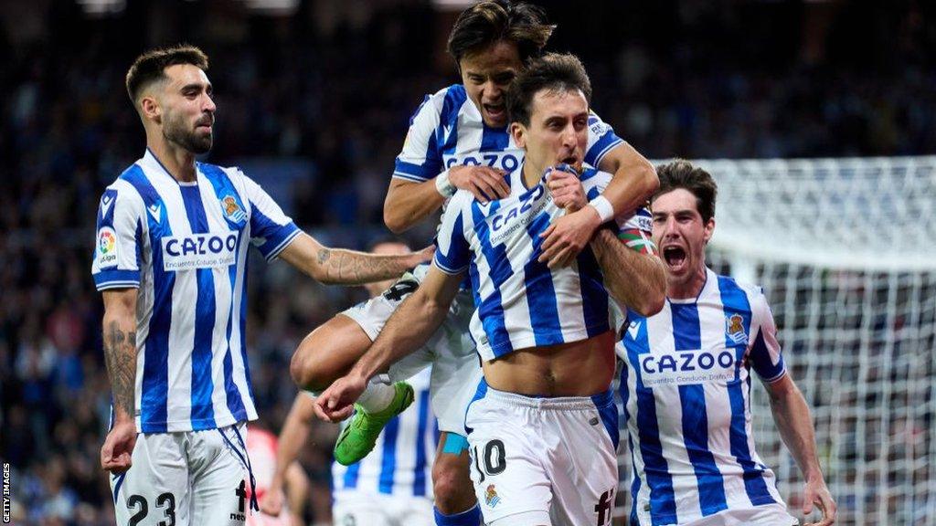 Mikel Oyarzabal celebrates for Real Sociedad