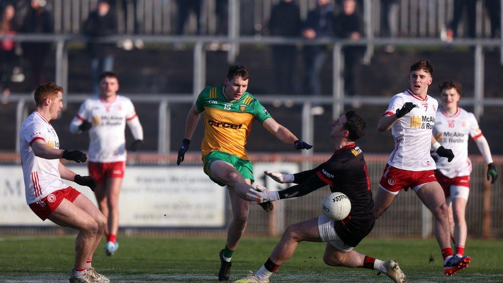 Jamie Brennan in action for Donegal at Healy Park