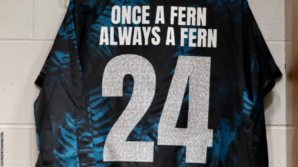 A jacket featuring the names of all 204 players to have represented the Football Ferns