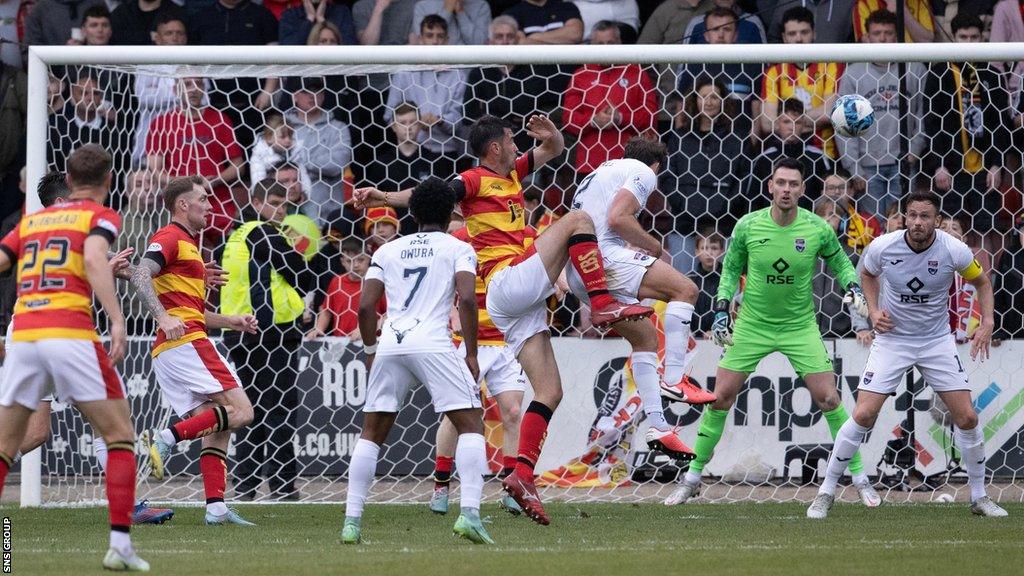 Brian Graham volleys Partick Thistle into a 2-0 lead on the stroke of half time