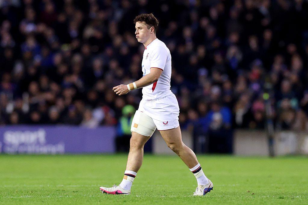 England winger Henry Arundell leaves the pitch at Murrayfield after receiving a yellow card in the Six Nations game against Scotland on 14 February 2026