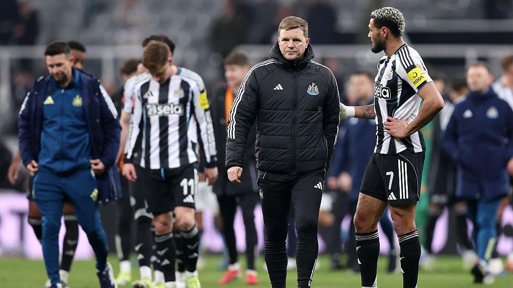 Eddie Howe, manager of Newcastle United, looks dejected 