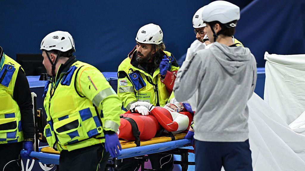 Sellier stretchered from the ice
