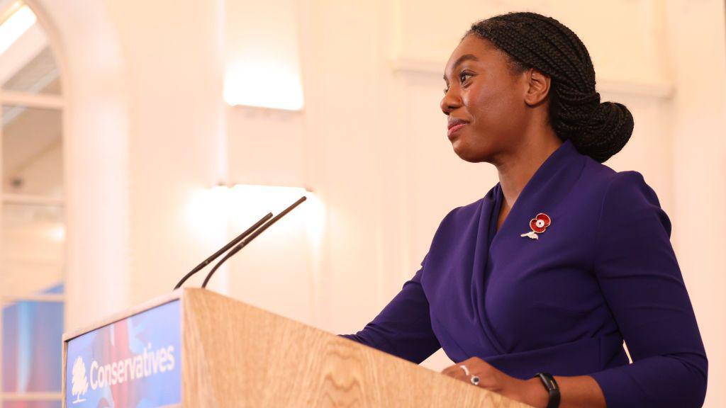 Kemi Badenoch giving her first speech as Conservative Party leader