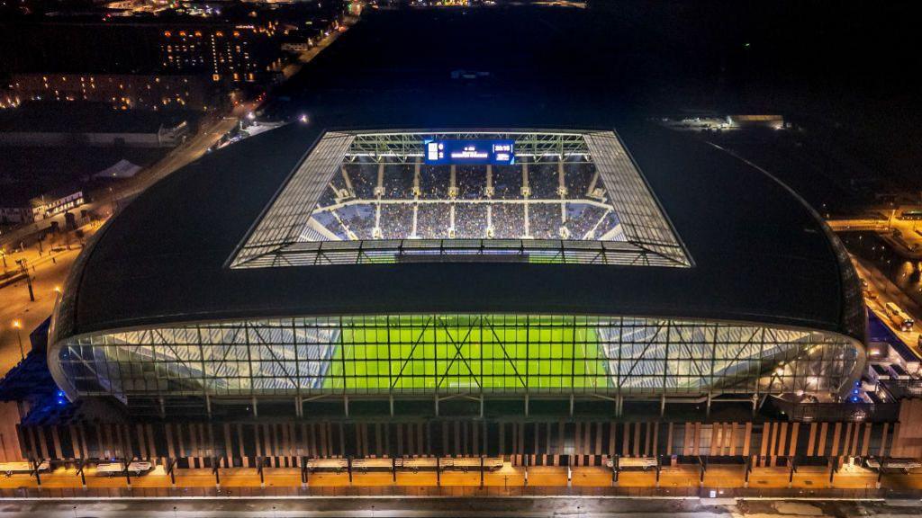 Aerial view of Everton's new stadium