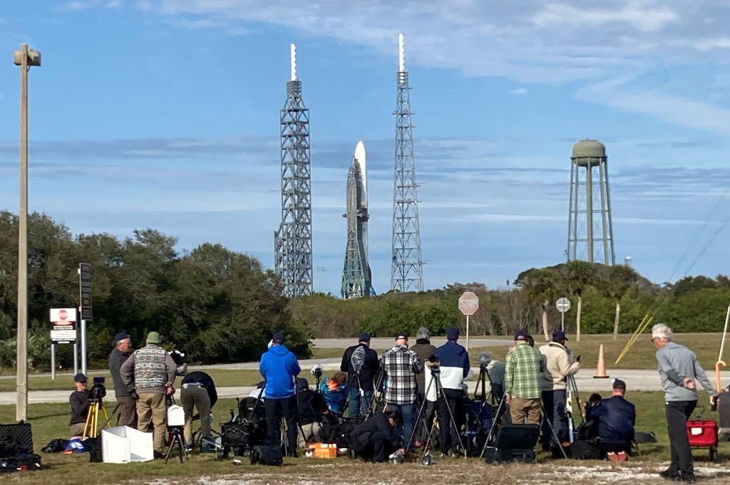 Blue Origin's New Glenn rocket sits on the launch pad one day before its maiden flight (NG-1) at the Kennedy Space Center in Cape Canaveral, Florida