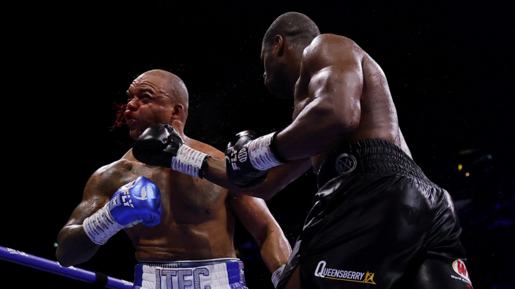 Fabio Wardley is punched hard by Daniel Dubois