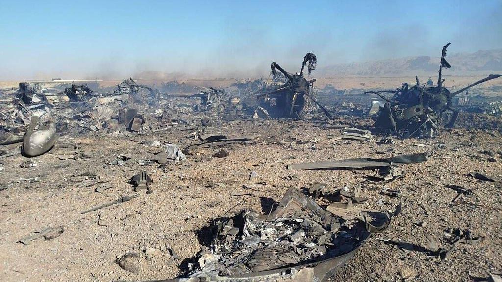 Wreckage is seen from what Iranian authorities say is a US military helicopter that crashed during a mission to rescue the missing American pilot of an F-15E that was downed earlier this week, in a handout image provided on April 5, 2026 in an unspecified location in Iran.