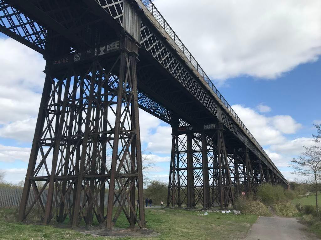 The Bennerley Viaduct viewed from ground level