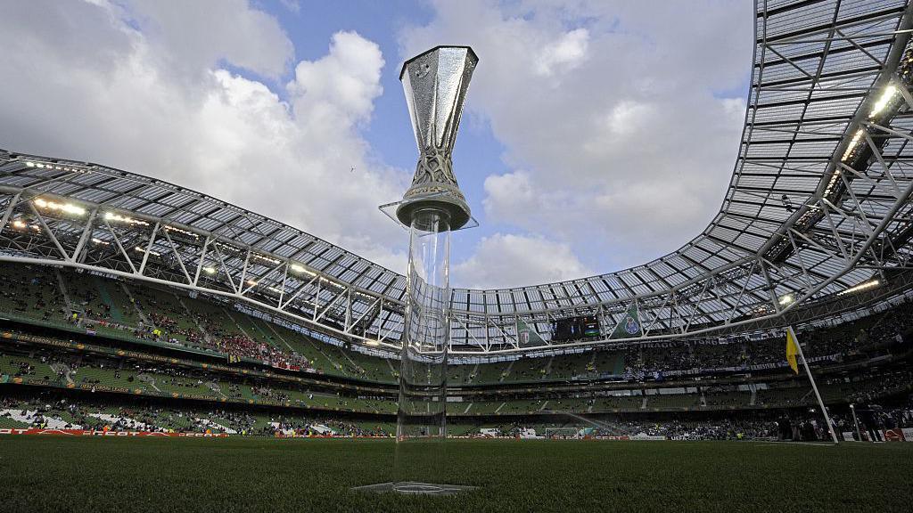 The Europa League trophy at Aviva Stadium