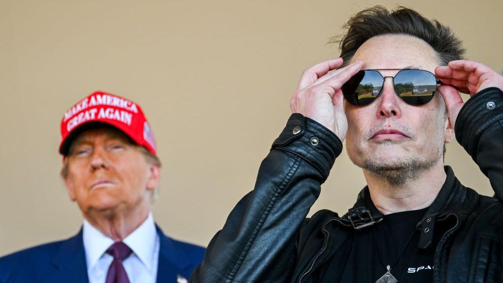 BROWNSVILLE, TEXAS - NOVEMBER 19: U.S. President-elect Donald Trump and Elon Musk watch the launch of the sixth test flight of the SpaceX Starship rocket on November 19, 2024 in Brownsville, Texas. SpaceX’s billionaire owner, Elon Musk, a Trump confidante, has been tapped to lead the new Department of Government Efficiency alongside former presidential candidate Vivek Ramaswamy. (Photo by Brandon Bell/Getty Images)