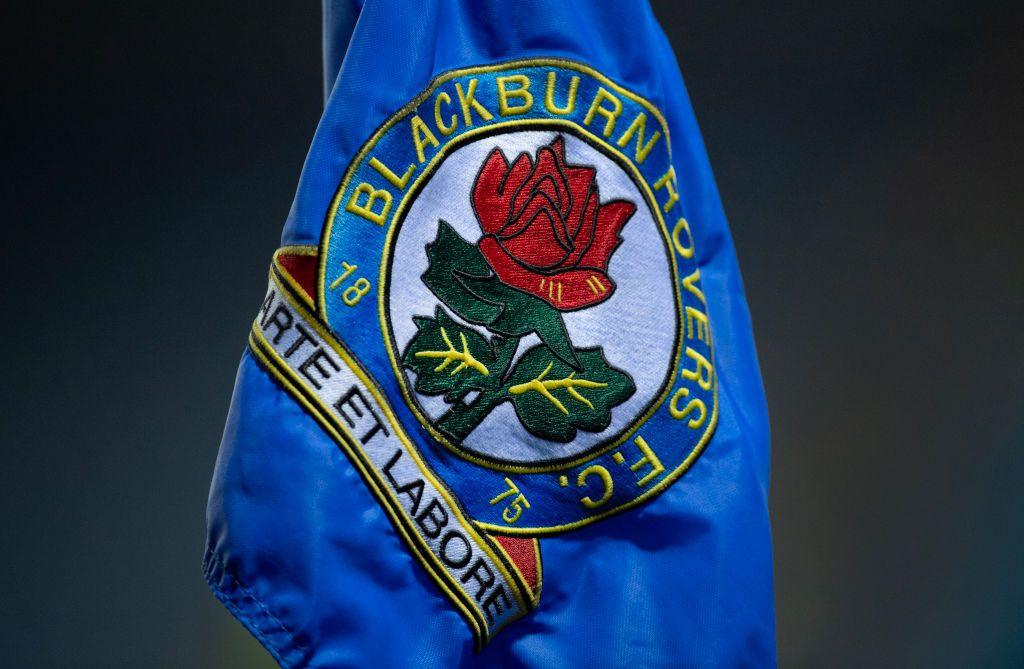 Blackburn Rovers crest on a corner flag